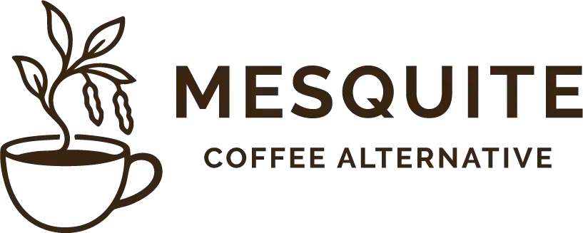 Mesquite Coffee Alternative logo with cup and mesquite pods